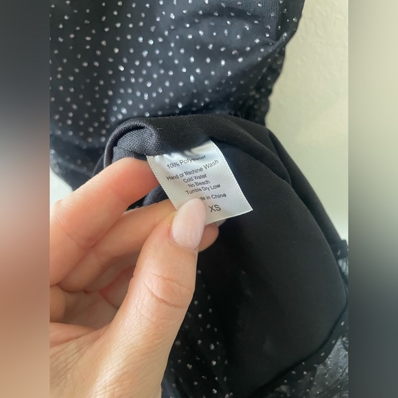 Lucy in the sky black Polka dot ruched sequin spaghetti strap mini dress - Picture 3 of 5